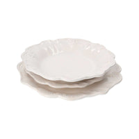 Servizio di 18 Piatti in Ceramica Bianca Decorati Barocchi