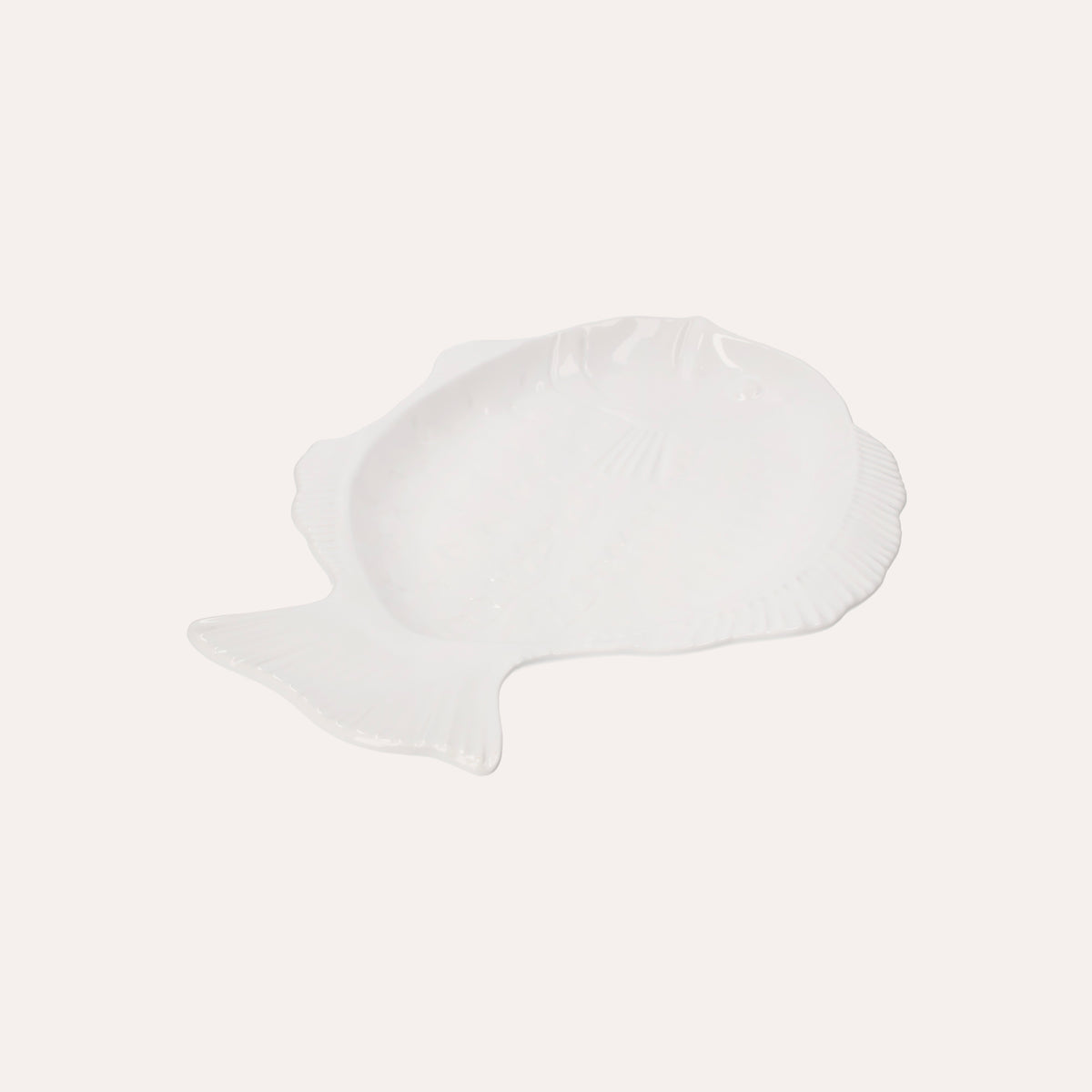 Piatto da Portata a Forma di Pesce in Ceramica Bianca