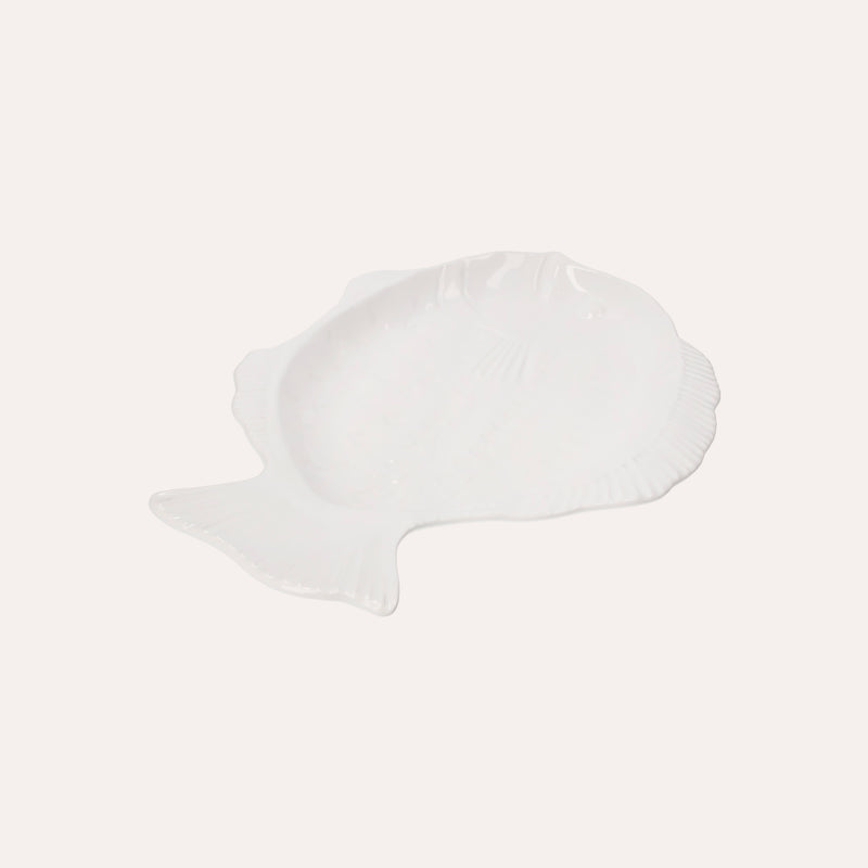 Piatto da Portata a Forma di Pesce in Ceramica Bianca