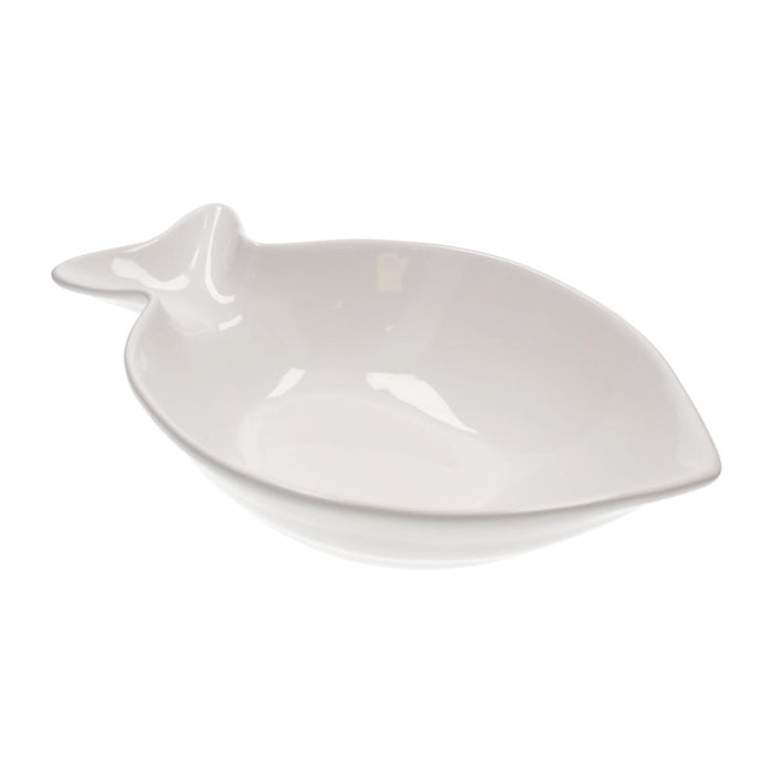 Piatto Fondo a Forma di Balena in Ceramica Bianca Lucida