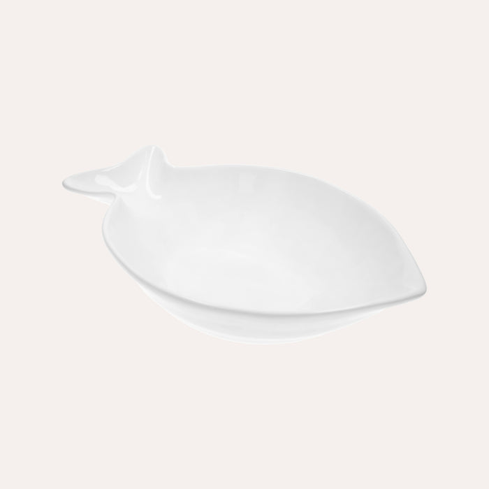 Piatto Fondo a Forma di Balena in Ceramica Bianca Lucida