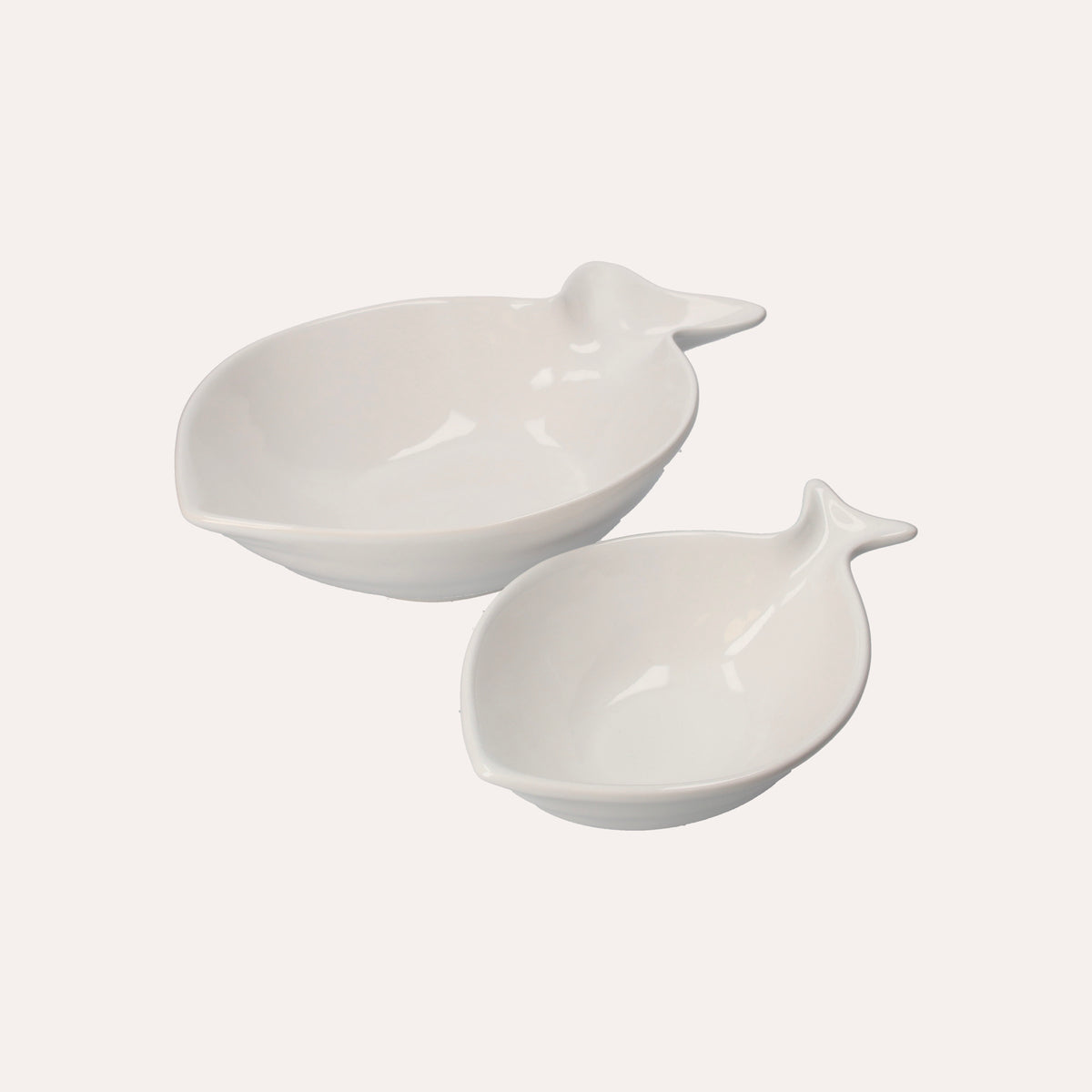 Set di 2 Piatti Fondi in Ceramica Bianca a Forma di Pesce Balena