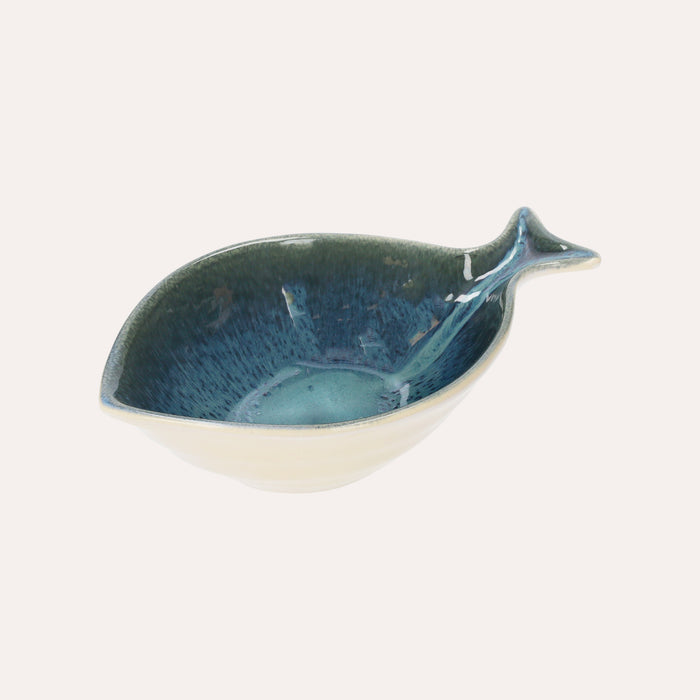 Set 2 Fondine in Ceramica Blu a Forma di Pesce