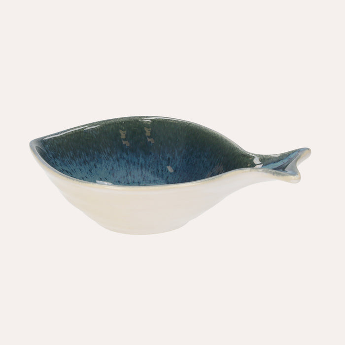 Set 2 Fondine in Ceramica Blu a Forma di Pesce
