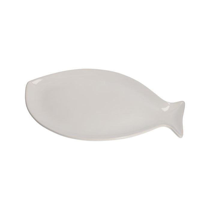 Piatto Piano a Forma di Pesce in Ceramica Bianca Piccolo