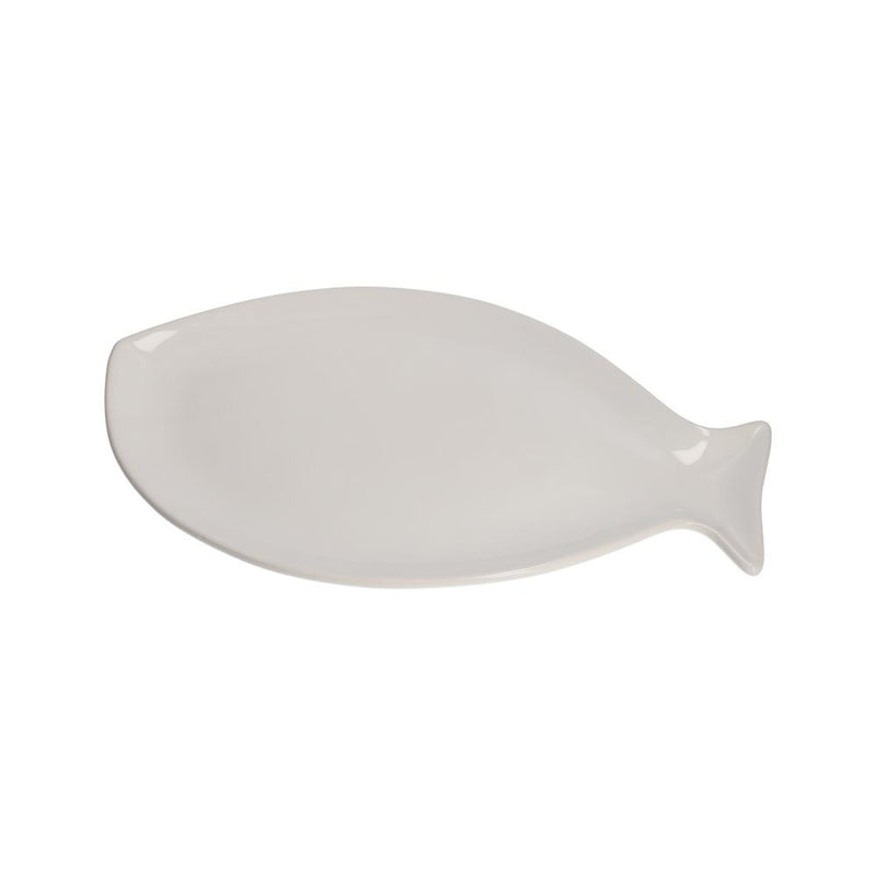 Piatto Piano a Forma di Pesce in Ceramica Bianca Piccolo