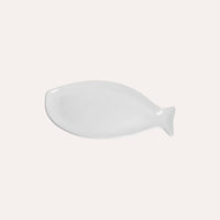 Piatto Piano a Forma di Pesce in Ceramica Bianca Piccolo