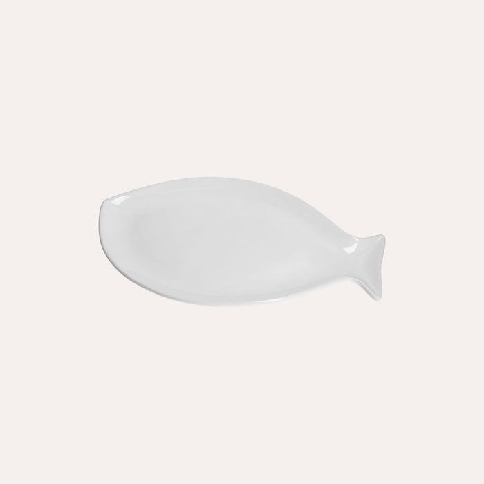 Piatto Piano a Forma di Pesce in Ceramica Bianca Piccolo
