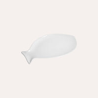 Piatto Piano a Forma di Pesce in Ceramica Bianca Piccolo