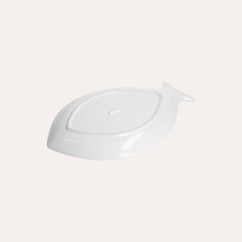 Piatto Piano a Forma di Pesce in Ceramica Bianca Piccolo