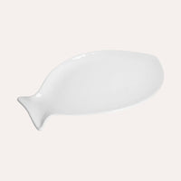 Piatto Piano a Forma di Pesce in Ceramica Bianca Grande