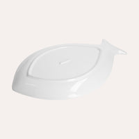 Piatto Piano a Forma di Pesce in Ceramica Bianca Grande