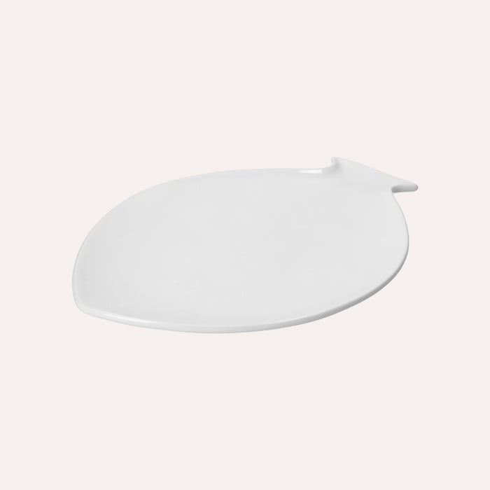 Piatto Piano a Forma di Pesce in Ceramica Bianca