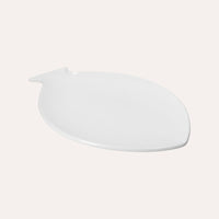 Piatto Piano a Forma di Pesce in Ceramica Bianca