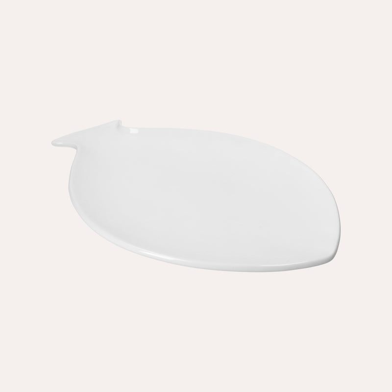 Piatto Piano a Forma di Pesce in Ceramica Bianca