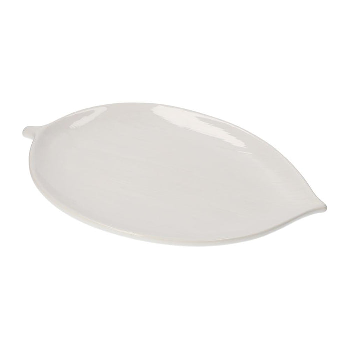 Set di 2 Piatti Piani a Forma di Foglia in Ceramica