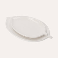 Set di 2 Piatti Piani a Forma di Foglia in Ceramica