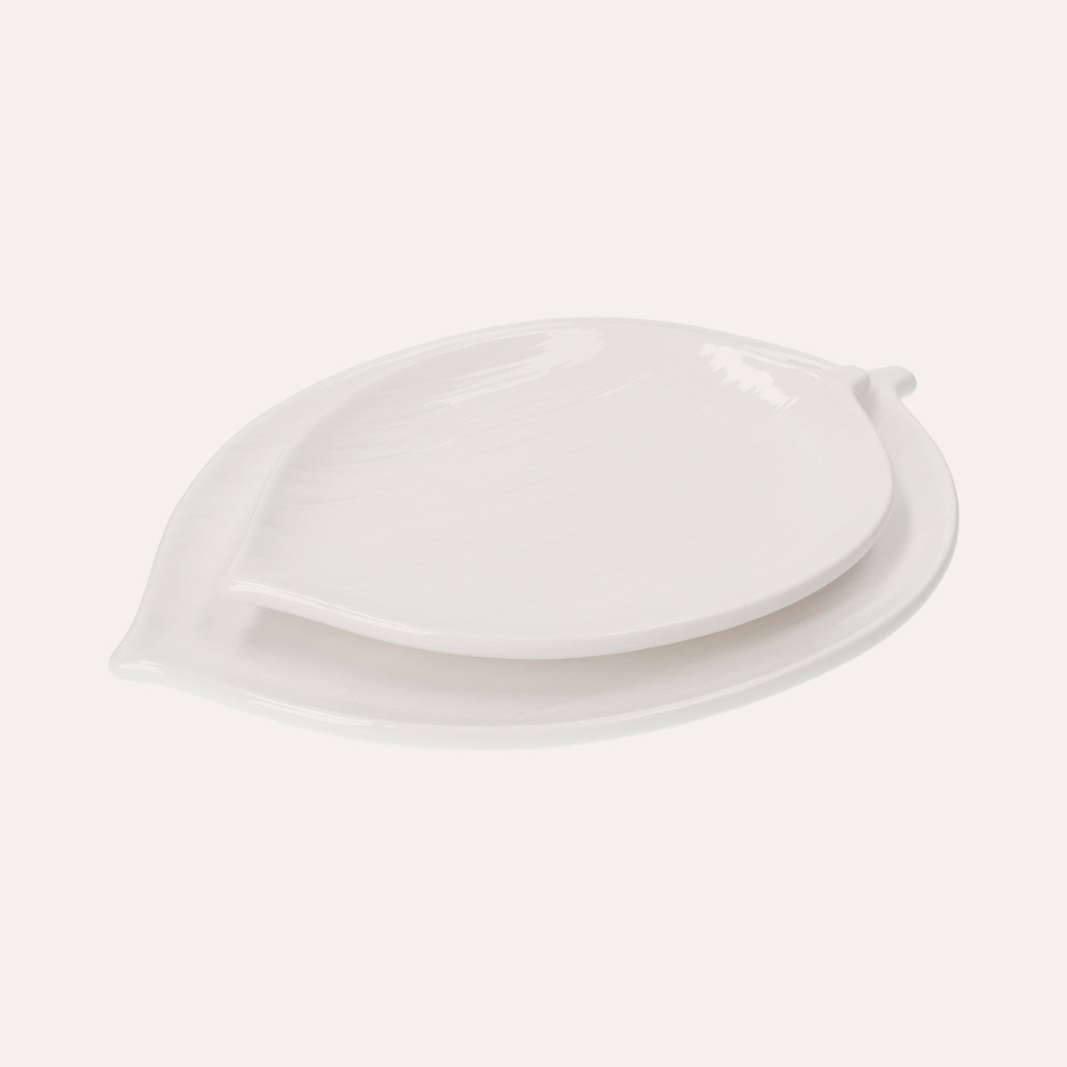 Set di 2 Piatti Piani a Forma di Foglia in Ceramica