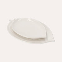 Set di 2 Piatti Piani a Forma di Foglia in Ceramica