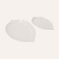 Set di 2 Piatti Piani a Forma di Foglia in Ceramica