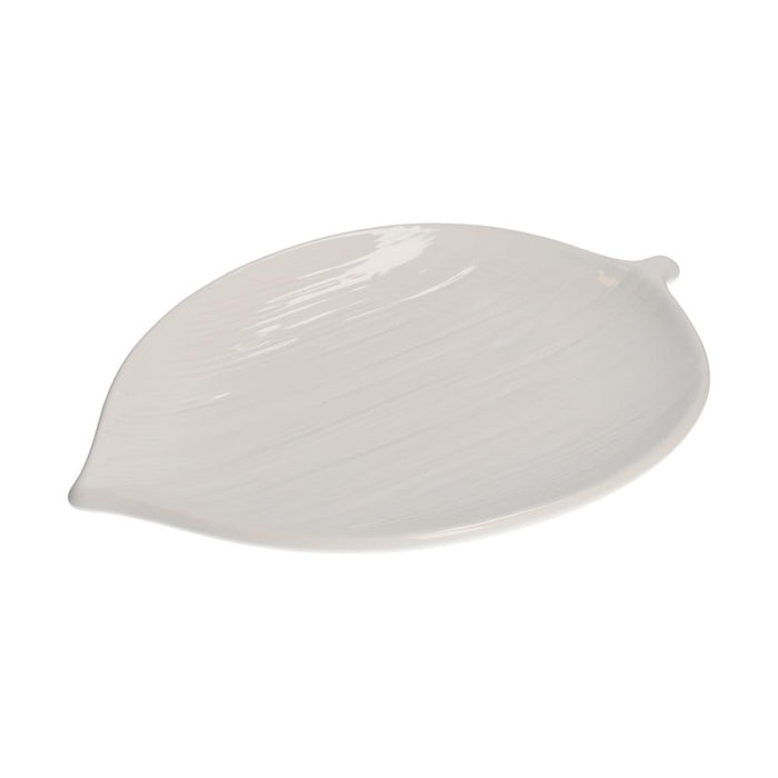 Set di 2 Piatti Piani a Forma di Foglia in Ceramica