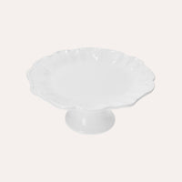 Alzatina Rotonda in Ceramica Bianca con Decoro Barocco