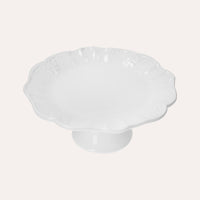 Alzatina Rotonda in Ceramica Bianca con Decoro Barocco