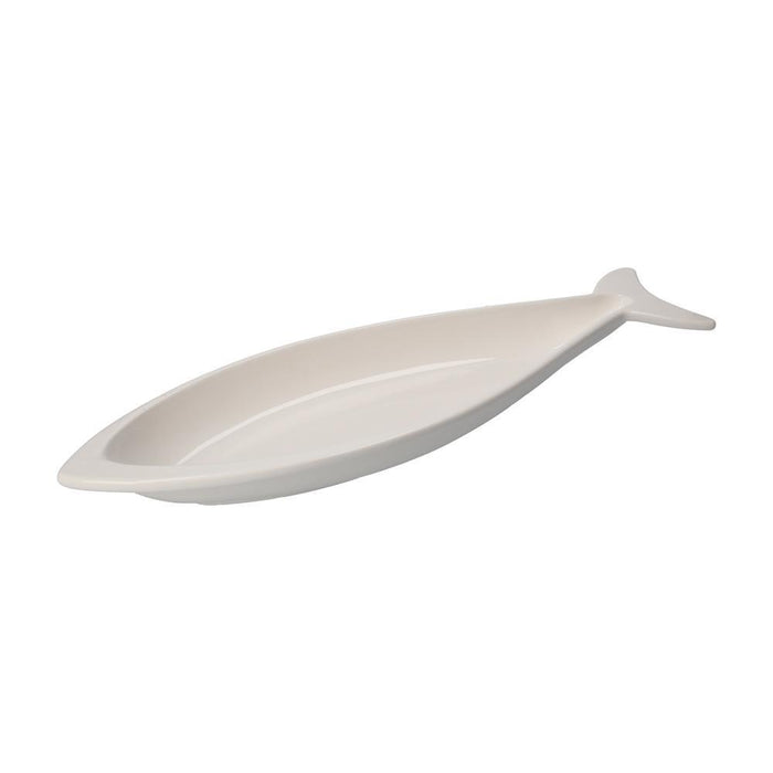 Fondina a Forma di Pesce in Ceramica Bianca Grande