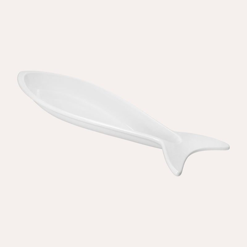 Fondina a Forma di Pesce in Ceramica Bianca Grande