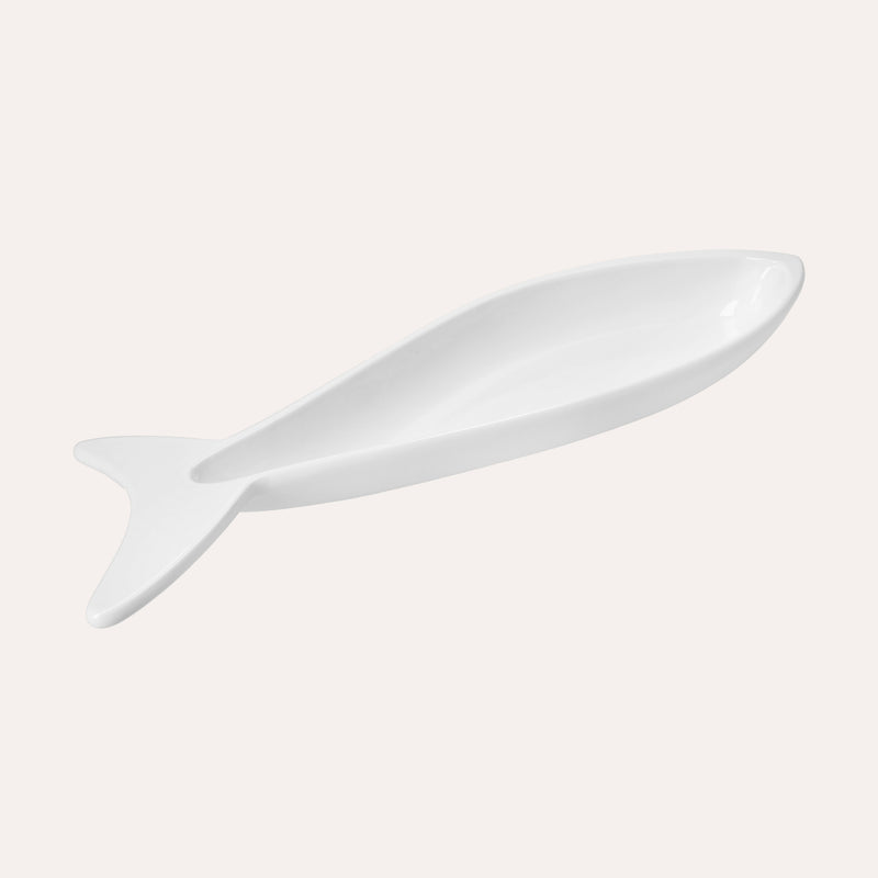 Fondina a Forma di Pesce in Ceramica Bianca Grande