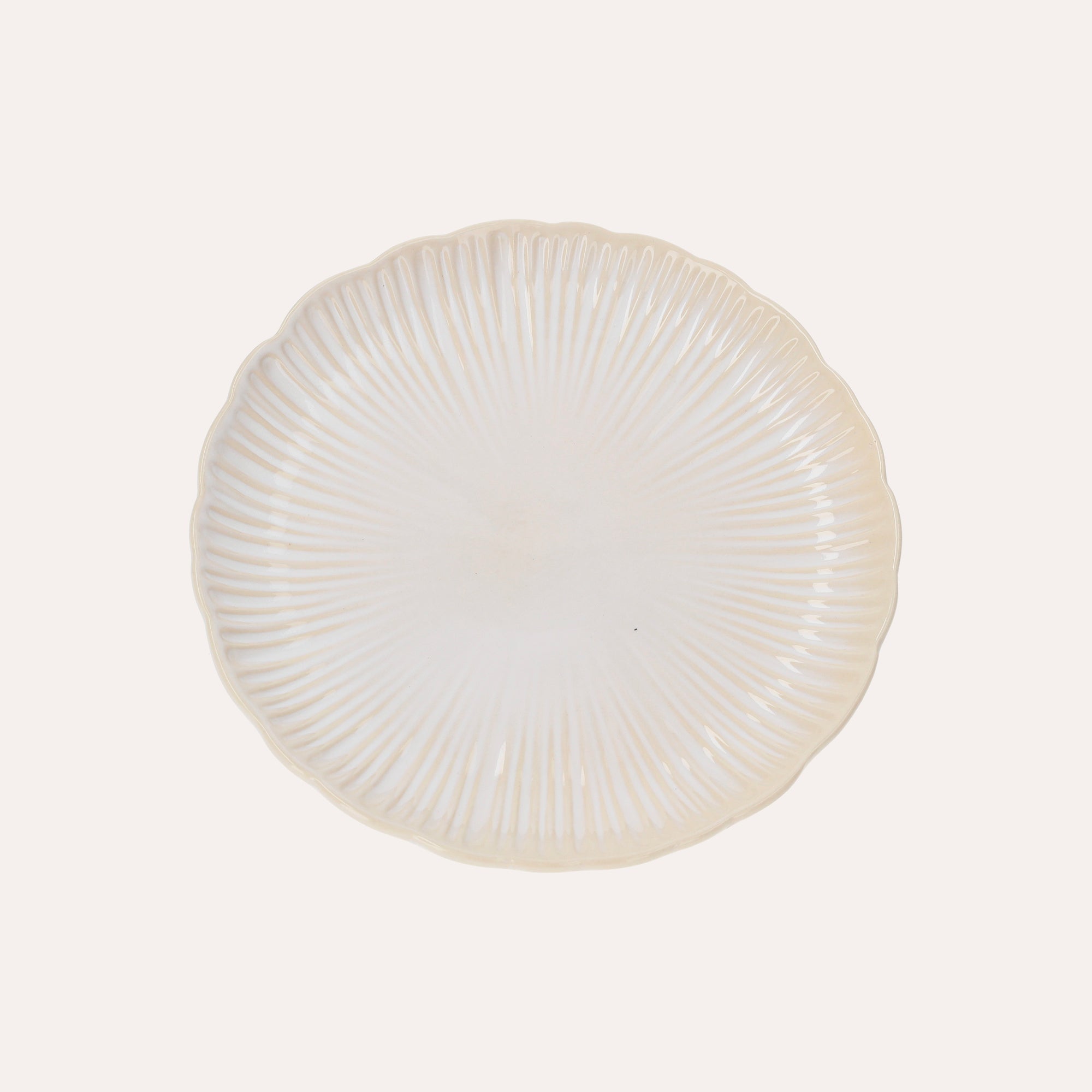 Set of 6 Cream-Colored Ceramic Dessert Plates