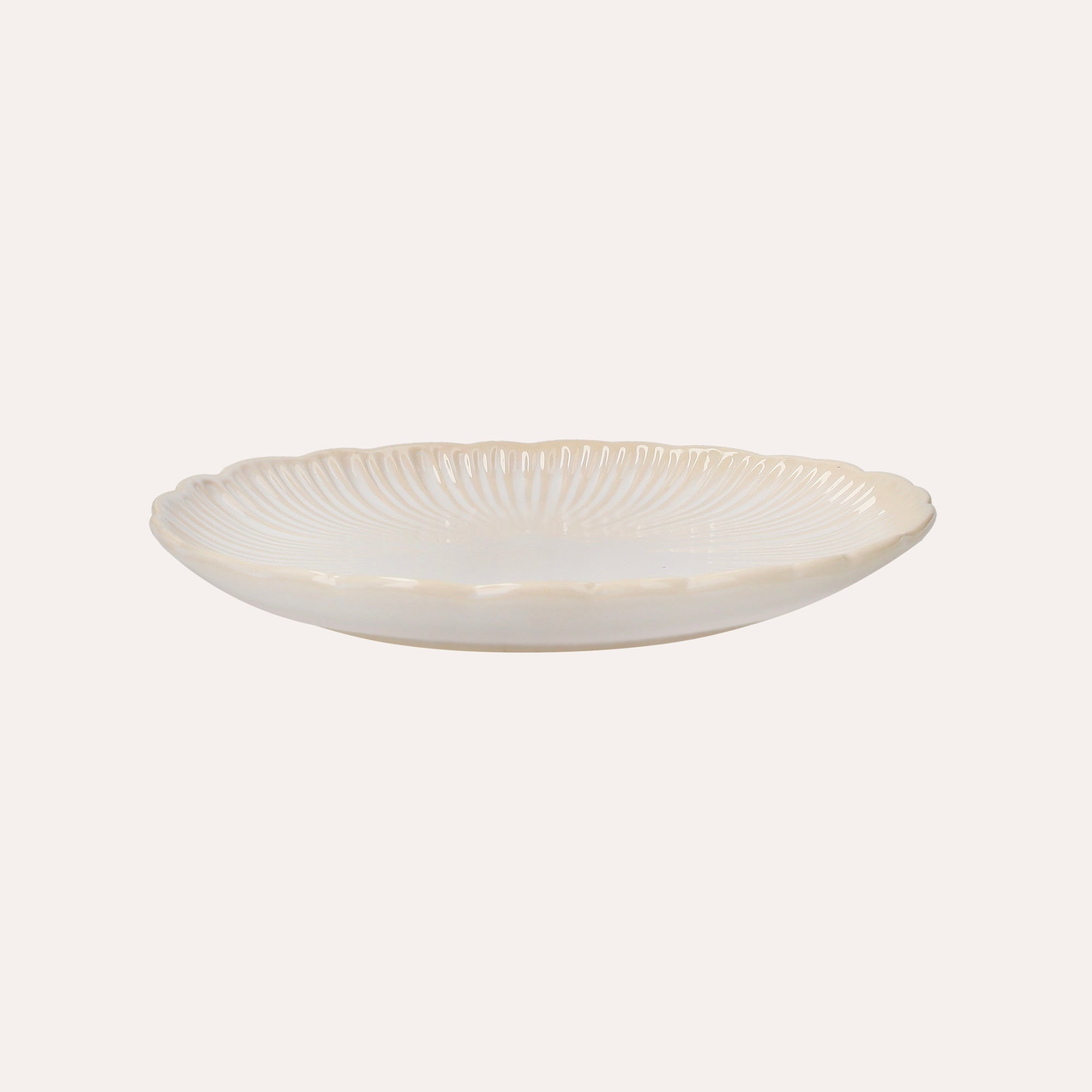 Set of 6 Cream-Colored Ceramic Dessert Plates