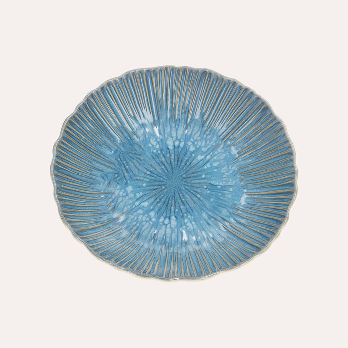 Insalatiera in Ceramica color Turchese con Decoro Corallo