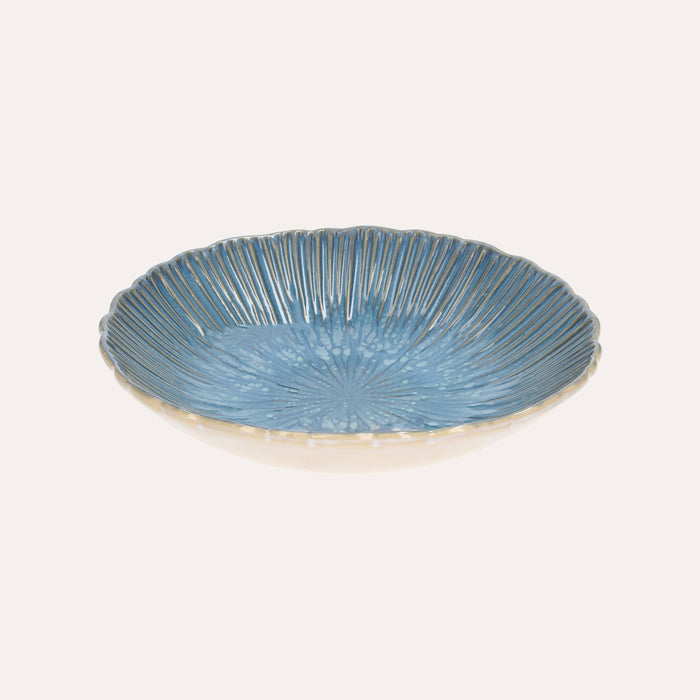 Insalatiera in Ceramica color Turchese con Decoro Corallo
