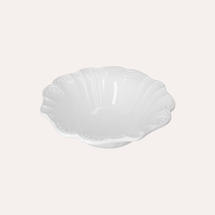 Insalatiera in ceramica bianca con bordo sagomato e decori in rilievo – Ø29 cm
