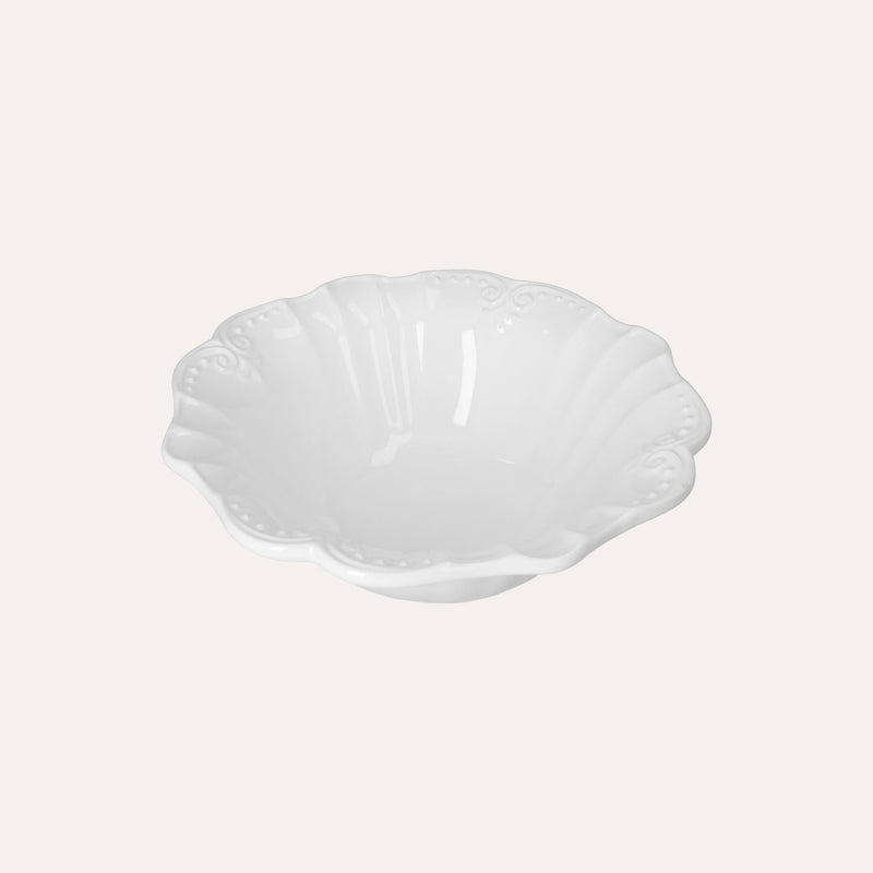 Insalatiera in ceramica bianca con bordo sagomato e decori in rilievo – Ø29 cm