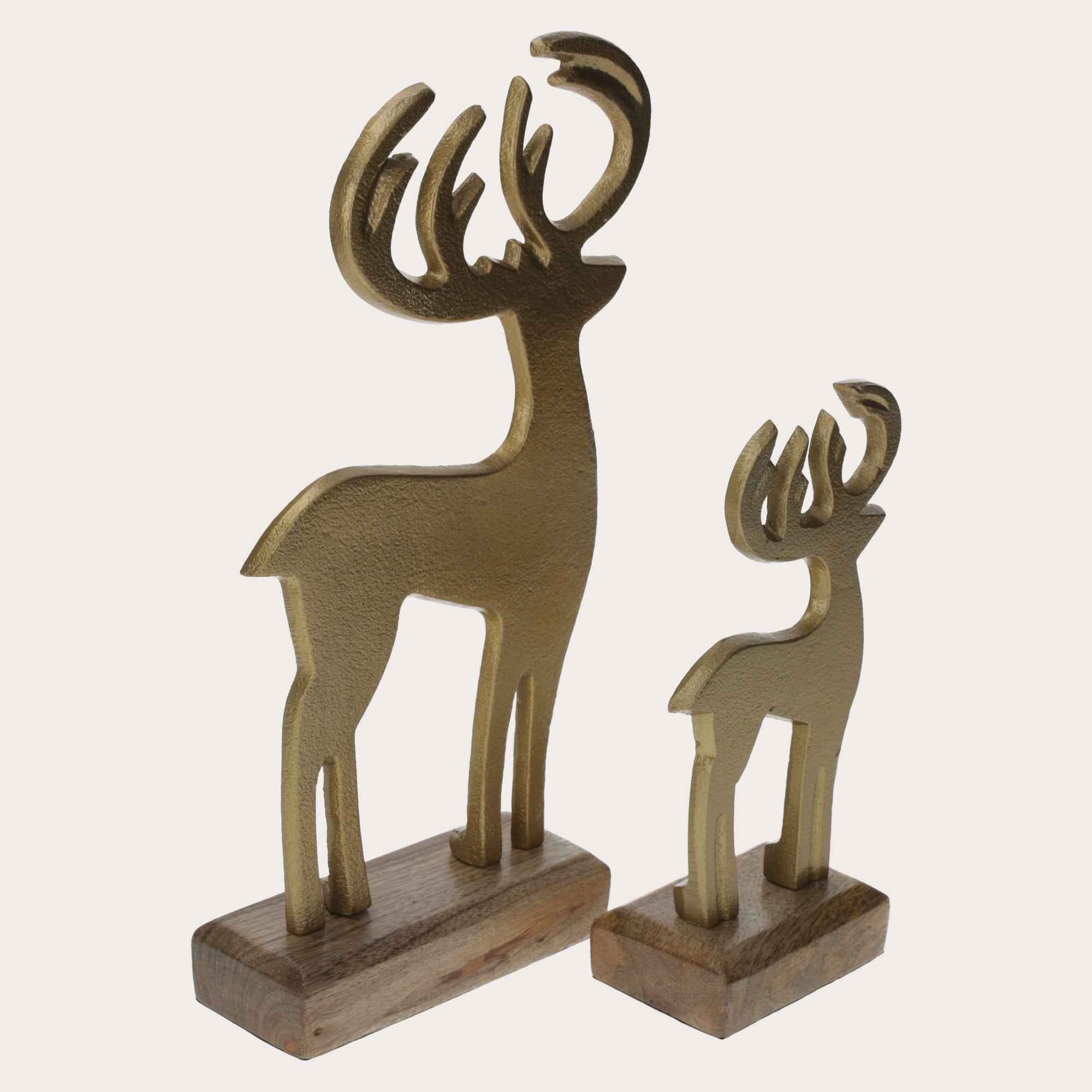 Cervi Dorati Decorativi su Base in Legno