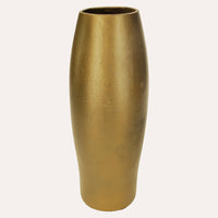 Vaso In Metallo Dorato Con Volto Etnico, Decorazione Artistica Per Interni