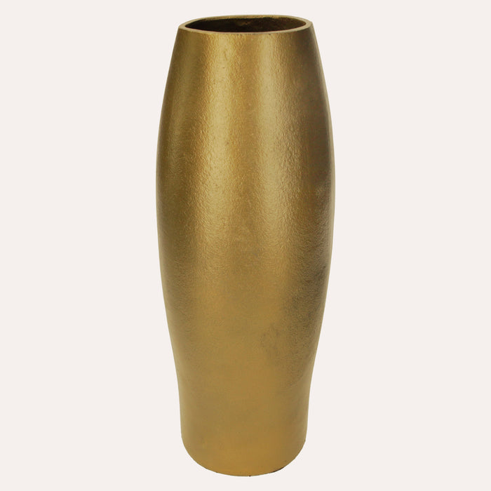 Vaso In Metallo Dorato Con Volto Etnico, Decorazione Artistica Per Interni