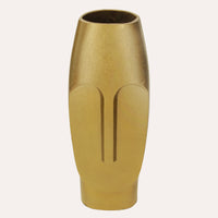 Vaso In Metallo Dorato Con Volto Etnico, Decorazione Artistica Per Interni
