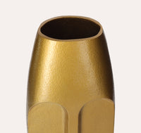 Vaso In Metallo Dorato Con Volto Etnico, Decorazione Artistica Per Interni