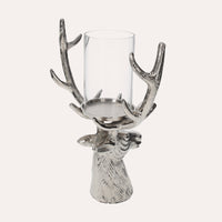Portacandela Testa di Cervo in Nickel Argento, Soprammobile Natalizio