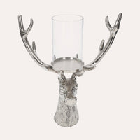 Portacandela Testa di Cervo in Nickel Argento, Soprammobile Natalizio