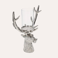 Portacandela Testa di Cervo in Nickel Argento, Soprammobile Natalizio