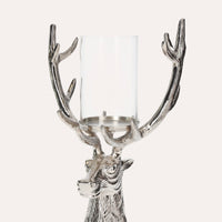 Portacandela Testa di Cervo in Nickel Argento, Soprammobile Natalizio