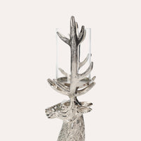 Portacandela Testa di Cervo in Nickel Argento, Soprammobile Natalizio