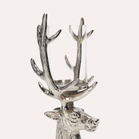 Portacandela Testa di Cervo in Nickel Argento, Soprammobile Natalizio
