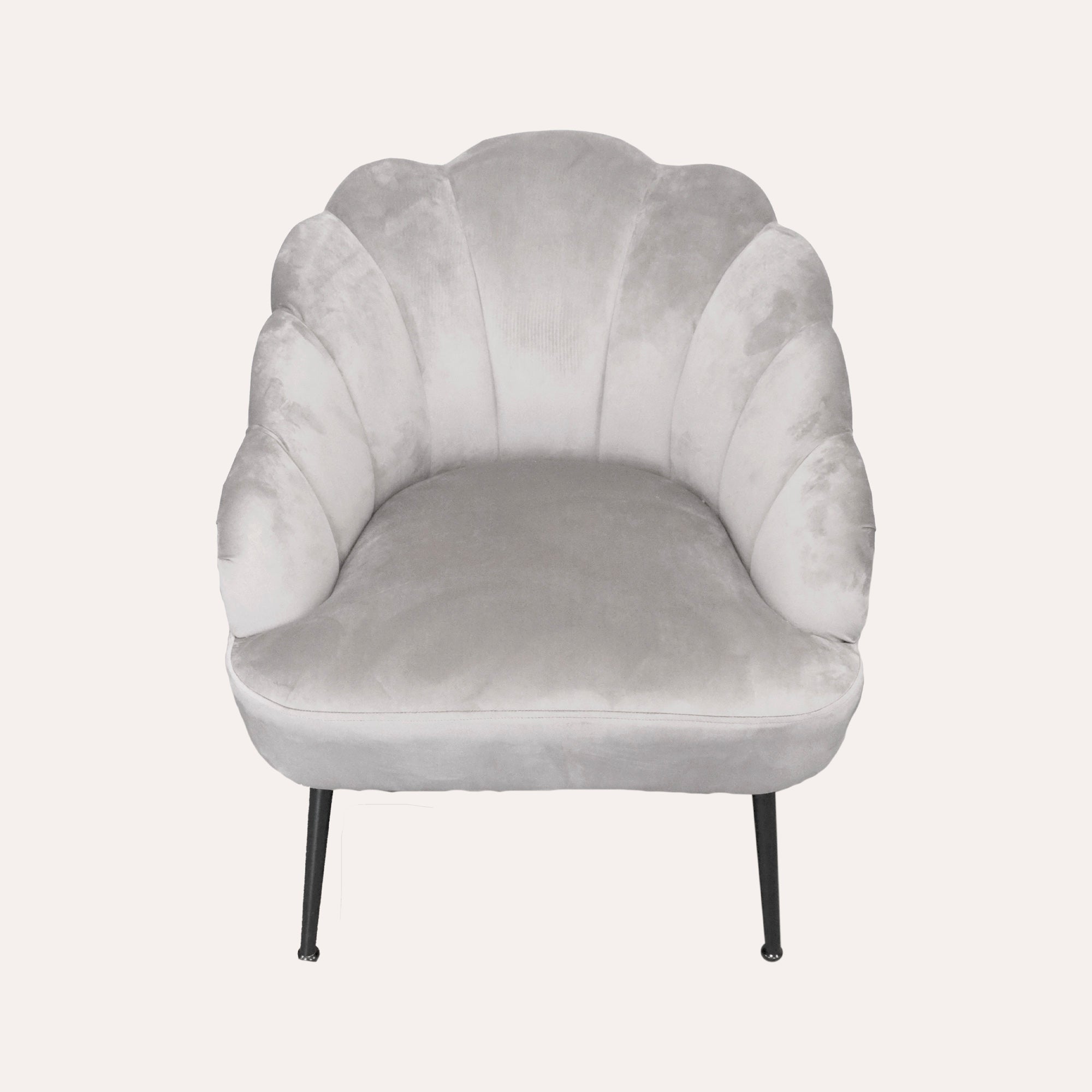 Grey Velvet Fan Chair with Black Legs