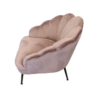 Poltrona a Ventaglio in Velluto Rosa Cipria con Gambe Nere
