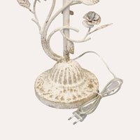 Lampada da Tavolo in Ferro Bianco con Fiori